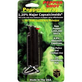 Pepper Shot 1.2% MC 1/2 oz pepper spray case blk