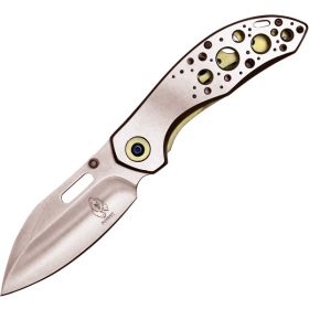 Assisted Open Folding Pocket Knife Gold Trim