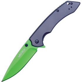 Open Folding Pocket Knife with Grey/Green