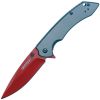 Folding Pocket Knife Grey handle Red Blade