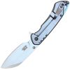 Open Folding Pocket Knife Grey Handle Blue Accents