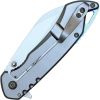 Open Folding Pocket Knife Grey Handle Blue Accents