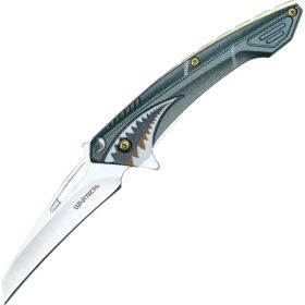 Folding Pocket Knife Green Flying Shark Design