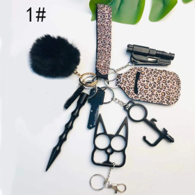 Top Fashion personal protection keychain (Color: Leopard color 11piece set)