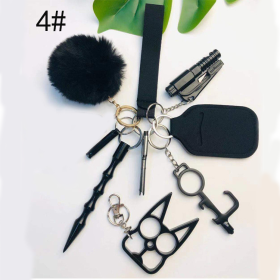 Top Fashion personal protection keychain (Color: Black color 11piece set)