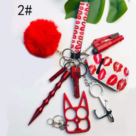 Top Fashion personal protection keychain (Color: Red color 11piece set)