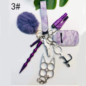 Top Fashion personal protection keychain (Color: Purple color 11piece set)