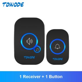 Home Wireless Doorbell (Color: Black Color Kit 1, Plug Type: US plug)