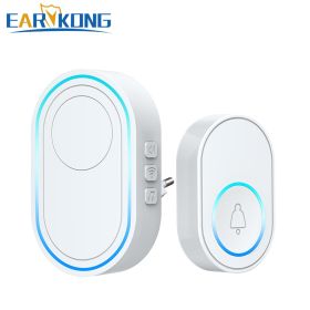 Intelligent Wireless Doorbell Home Waterproof (Color: 1receiver 1button B, Plug Type: US plug)