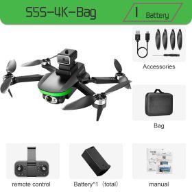 S5S Mini Drone 4k Pro 8K HD Camera Quadcopter (Color: Black-Dual4K-Bag-1B)