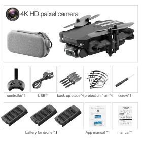 LS-MIN RC Mini Drone 4K 1080P HD Camera (Color: 4K Black Bag 3B, Ships From: China)