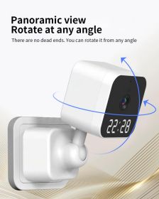 Wall Plug Camera Surveillance Security Clock (Color: Black)