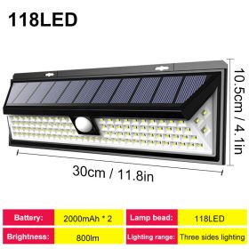 Solar Led Outdoor Wall Light (Emitting Color: 118 LED no remote, Ships From: CN)