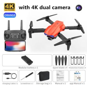 K3 4K HD 2-camera foldable Quadcopter (Color: orange dual camera, Ships From: China)