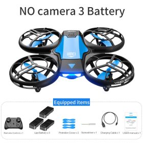 V8 Drone HD Camera FPV Foldable Quadcopter (Color: no camera 3battery)