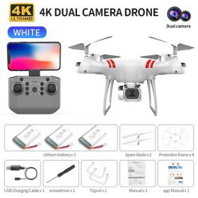 RC Drone 4K Wifi FPV HD Camera KY101 (Color: White 4K MAX 3B)