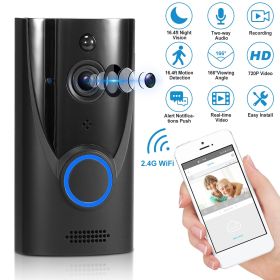 WiFi Video Wireless Doorbell 720P HD WiFi (Color: Black)