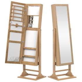 Lockable Jewelry Armoire Full-Length Mirror (Color: Natural)